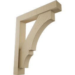 Ekena Millwork - BKTUR0352X20X24BOA05RCPR - Timberthane Faux Wood Balboa Style Bracket w/ Offset Brace, Block Ends, 3 1/2"W x 20"D x 24"H, Primed Tan