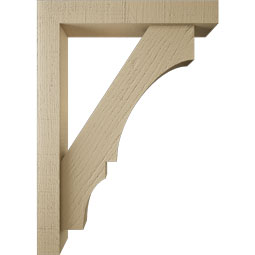 Ekena Millwork - BKTUR0352X20X28BOA05RCPR - Timberthane Faux Wood Balboa Style Bracket w/ Offset Brace, Block Ends, 3 1/2"W x 20"D x 28"H, Primed Tan