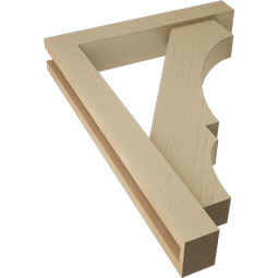 Ekena Millwork - BKTUR0352X20X28BOA05RCPR - Timberthane Faux Wood Balboa Style Bracket w/ Offset Brace, Block Ends, 3 1/2"W x 20"D x 28"H, Primed Tan