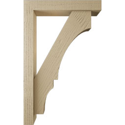 Ekena Millwork - BKTUR0352X20X32BOA05RCPR - Timberthane Faux Wood Balboa Style Bracket w/ Offset Brace, Block Ends, 3 1/2"W x 20"D x 32"H, Primed Tan