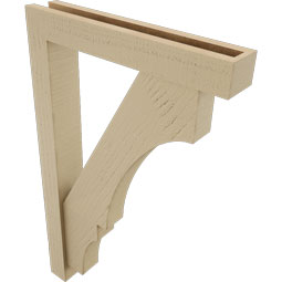 Ekena Millwork - BKTUR0352X20X32BOA05RCPR - Timberthane Faux Wood Balboa Style Bracket w/ Offset Brace, Block Ends, 3 1/2"W x 20"D x 32"H, Primed Tan