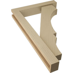 Ekena Millwork - BKTUR0352X20X32BOA05RCPR - Timberthane Faux Wood Balboa Style Bracket w/ Offset Brace, Block Ends, 3 1/2"W x 20"D x 32"H, Primed Tan