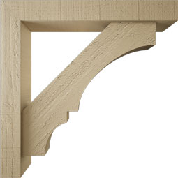 Ekena Millwork - BKTUR0352X22X22BOA05RCPR - Timberthane Faux Wood Balboa Style Bracket w/ Offset Brace, Block Ends, 3 1/2"W x 22"D x 22"H, Primed Tan