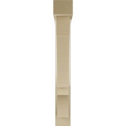 Ekena Millwork - BKTUR0352X22X26BOA05RCPR - Timberthane Faux Wood Balboa Style Bracket w/ Offset Brace, Block Ends, 3 1/2"W x 22"D x 26"H, Primed Tan