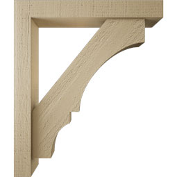Ekena Millwork - BKTUR0352X22X26BOA05RCPR - Timberthane Faux Wood Balboa Style Bracket w/ Offset Brace, Block Ends, 3 1/2"W x 22"D x 26"H, Primed Tan