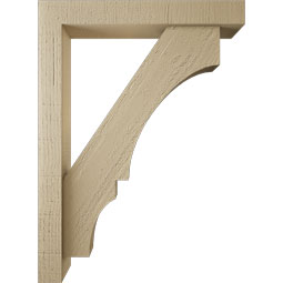 Ekena Millwork - BKTUR0352X22X30BOA05RCPR - Timberthane Faux Wood Balboa Style Bracket w/ Offset Brace, Block Ends, 3 1/2"W x 22"D x 30"H, Primed Tan