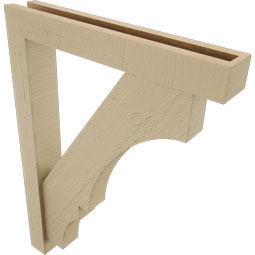 Ekena Millwork - BKTUR0352X22X30BOA05RCPR - Timberthane Faux Wood Balboa Style Bracket w/ Offset Brace, Block Ends, 3 1/2"W x 22"D x 30"H, Primed Tan