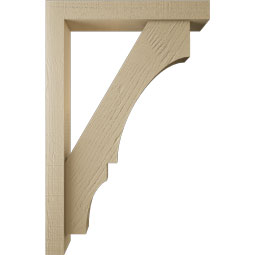 Ekena Millwork - BKTUR0352X22X34BOA05RCPR - Timberthane Faux Wood Balboa Style Bracket w/ Offset Brace, Block Ends, 3 1/2"W x 22"D x 34"H, Primed Tan