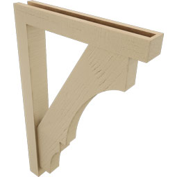 Ekena Millwork - BKTUR0352X22X34BOA05RCPR - Timberthane Faux Wood Balboa Style Bracket w/ Offset Brace, Block Ends, 3 1/2"W x 22"D x 34"H, Primed Tan
