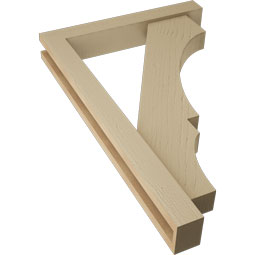 Ekena Millwork - BKTUR0352X22X34BOA05RCPR - Timberthane Faux Wood Balboa Style Bracket w/ Offset Brace, Block Ends, 3 1/2"W x 22"D x 34"H, Primed Tan