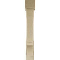 Ekena Millwork - BKTUR0352X24X24BOA05RCPR - Timberthane Faux Wood Balboa Style Bracket w/ Offset Brace, Block Ends, 3 1/2"W x 24"D x 24"H, Primed Tan