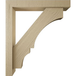 Ekena Millwork - BKTUR0352X24X28BOA05RCPR - Timberthane Faux Wood Balboa Style Bracket w/ Offset Brace, Block Ends, 3 1/2"W x 24"D x 28"H, Primed Tan