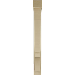 Ekena Millwork - BKTUR0352X24X32BOA05RCPR - Timberthane Faux Wood Balboa Style Bracket w/ Offset Brace, Block Ends, 3 1/2"W x 24"D x 32"H, Primed Tan