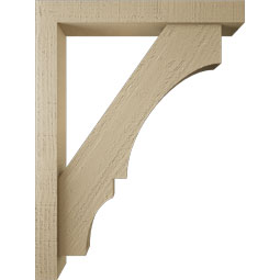 Ekena Millwork - BKTUR0352X24X32BOA05RCPR - Timberthane Faux Wood Balboa Style Bracket w/ Offset Brace, Block Ends, 3 1/2"W x 24"D x 32"H, Primed Tan