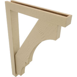 Ekena Millwork - BKTUR0352X24X36BOA05RCPR - Timberthane Faux Wood Balboa Style Bracket w/ Offset Brace, Block Ends, 3 1/2"W x 24"D x 36"H, Primed Tan