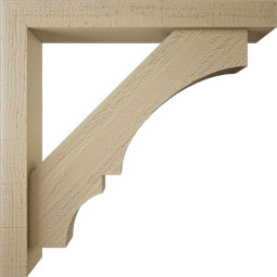 Ekena Millwork - BKTUR0352X26X26BOA05RCPR - Timberthane Faux Wood Balboa Style Bracket w/ Offset Brace, Block Ends, 3 1/2"W x 26"D x 26"H, Primed Tan