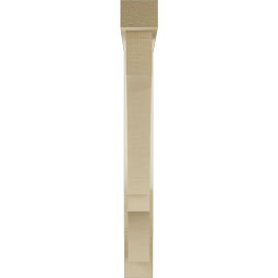 Ekena Millwork - BKTUR0352X26X30BOA05RCPR - Timberthane Faux Wood Balboa Style Bracket w/ Offset Brace, Block Ends, 3 1/2"W x 26"D x 30"H, Primed Tan