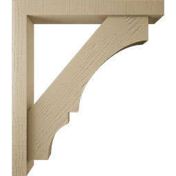 Ekena Millwork - BKTUR0352X26X30BOA05RCPR - Timberthane Faux Wood Balboa Style Bracket w/ Offset Brace, Block Ends, 3 1/2"W x 26"D x 30"H, Primed Tan