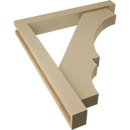 Ekena Millwork - BKTUR0352X26X30BOA05RCPR - Timberthane Faux Wood Balboa Style Bracket w/ Offset Brace, Block Ends, 3 1/2"W x 26"D x 30"H, Primed Tan