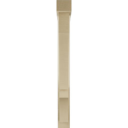 Ekena Millwork - BKTUR0352X26X34BOA05RCPR - Timberthane Faux Wood Balboa Style Bracket w/ Offset Brace, Block Ends, 3 1/2"W x 26"D x 34"H, Primed Tan