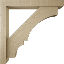 Ekena Millwork - BKTUR0352X28X28BOA05RCPR - Timberthane Faux Wood Balboa Style Bracket w/ Offset Brace, Block Ends, 3 1/2"W x 28"D x 28"H, Primed Tan