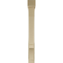 Ekena Millwork - BKTUR0352X28X32BOA05RCPR - Timberthane Faux Wood Balboa Style Bracket w/ Offset Brace, Block Ends, 3 1/2"W x 28"D x 32"H, Primed Tan
