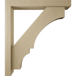 Ekena Millwork - BKTUR0352X28X32BOA05RCPR - Timberthane Faux Wood Balboa Style Bracket w/ Offset Brace, Block Ends, 3 1/2"W x 28"D x 32"H, Primed Tan