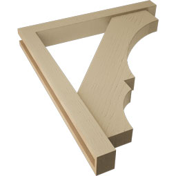Ekena Millwork - BKTUR0352X28X32BOA05RCPR - Timberthane Faux Wood Balboa Style Bracket w/ Offset Brace, Block Ends, 3 1/2"W x 28"D x 32"H, Primed Tan