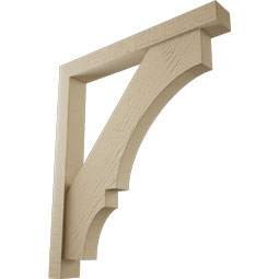 Ekena Millwork - BKTUR0352X28X32BOA05RCPR - Timberthane Faux Wood Balboa Style Bracket w/ Offset Brace, Block Ends, 3 1/2"W x 28"D x 32"H, Primed Tan