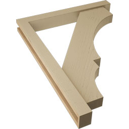 Ekena Millwork - BKTUR0352X28X36BOA05RCPR - Timberthane Faux Wood Balboa Style Bracket w/ Offset Brace, Block Ends, 3 1/2"W x 28"D x 36"H, Primed Tan