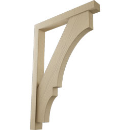 Ekena Millwork - BKTUR0352X28X40BOA05RCPR - Timberthane Faux Wood Balboa Style Bracket w/ Offset Brace, Block Ends, 3 1/2"W x 28"D x 40"H, Primed Tan