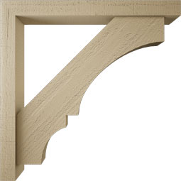 Ekena Millwork - BKTUR0352X30X30BOA05RCPR - Timberthane Faux Wood Balboa Style Bracket w/ Offset Brace, Block Ends, 3 1/2"W x 30"D x 30"H, Primed Tan
