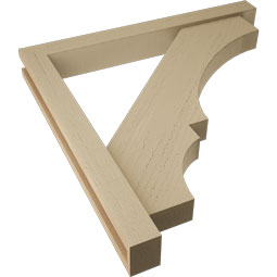 Ekena Millwork - BKTUR0352X30X30BOA05RCPR - Timberthane Faux Wood Balboa Style Bracket w/ Offset Brace, Block Ends, 3 1/2"W x 30"D x 30"H, Primed Tan