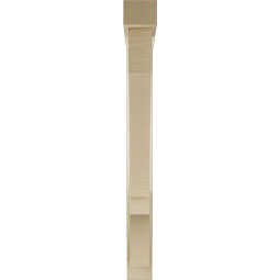 Ekena Millwork - BKTUR0352X30X34BOA05RCPR - Timberthane Faux Wood Balboa Style Bracket w/ Offset Brace, Block Ends, 3 1/2"W x 30"D x 34"H, Primed Tan