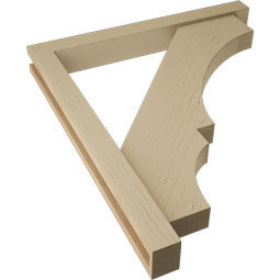 Ekena Millwork - BKTUR0352X30X34BOA05RCPR - Timberthane Faux Wood Balboa Style Bracket w/ Offset Brace, Block Ends, 3 1/2"W x 30"D x 34"H, Primed Tan