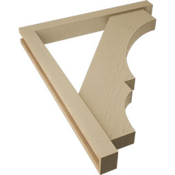 Ekena Millwork - BKTUR0352X30X36BOA05RCPR - Timberthane Faux Wood Balboa Style Bracket w/ Offset Brace, Block Ends, 3 1/2"W x 30"D x 36"H, Primed Tan