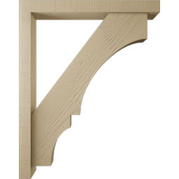 Ekena Millwork - BKTUR0352X30X38BOA05RCPR - Timberthane Faux Wood Balboa Style Bracket w/ Offset Brace, Block Ends, 3 1/2"W x 30"D x 38"H, Primed Tan