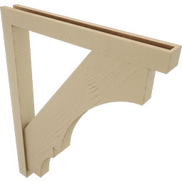 Ekena Millwork - BKTUR0352X30X38BOA05RCPR - Timberthane Faux Wood Balboa Style Bracket w/ Offset Brace, Block Ends, 3 1/2"W x 30"D x 38"H, Primed Tan