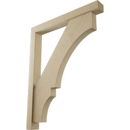 Ekena Millwork - BKTUR0352X30X38BOA05RCPR - Timberthane Faux Wood Balboa Style Bracket w/ Offset Brace, Block Ends, 3 1/2"W x 30"D x 38"H, Primed Tan