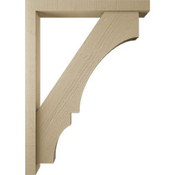 Ekena Millwork - BKTUR0352X30X42BOA05RCPR - Timberthane Faux Wood Balboa Style Bracket w/ Offset Brace, Block Ends, 3 1/2"W x 30"D x 42"H, Primed Tan