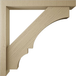 Ekena Millwork - BKTUR0352X32X32BOA05RCPR - Timberthane Faux Wood Balboa Style Bracket w/ Offset Brace, Block Ends, 3 1/2"W x 32"D x 32"H, Primed Tan