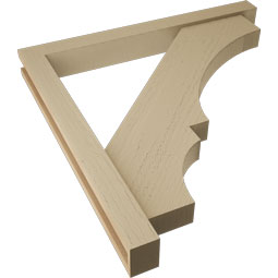 Ekena Millwork - BKTUR0352X32X32BOA05RCPR - Timberthane Faux Wood Balboa Style Bracket w/ Offset Brace, Block Ends, 3 1/2"W x 32"D x 32"H, Primed Tan