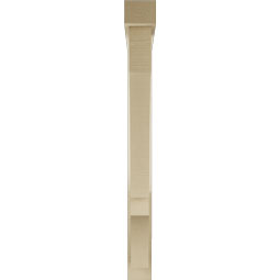 Ekena Millwork - BKTUR0352X32X36BOA05RCPR - Timberthane Faux Wood Balboa Style Bracket w/ Offset Brace, Block Ends, 3 1/2"W x 32"D x 36"H, Primed Tan