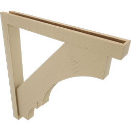 Ekena Millwork - BKTUR0352X32X36BOA05RCPR - Timberthane Faux Wood Balboa Style Bracket w/ Offset Brace, Block Ends, 3 1/2"W x 32"D x 36"H, Primed Tan
