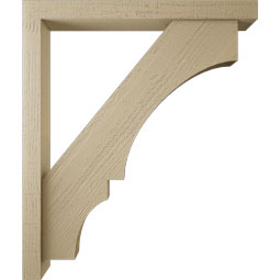Ekena Millwork - BKTUR0352X32X38BOA05RCPR - Timberthane Faux Wood Balboa Style Bracket w/ Offset Brace, Block Ends, 3 1/2"W x 32"D x 38"H, Primed Tan