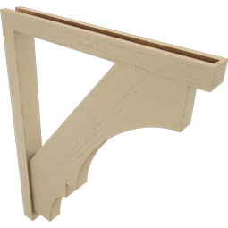 Ekena Millwork - BKTUR0352X32X40BOA05RCPR - Timberthane Faux Wood Balboa Style Bracket w/ Offset Brace, Block Ends, 3 1/2"W x 32"D x 40"H, Primed Tan