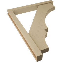 Ekena Millwork - BKTUR0352X32X40BOA05RCPR - Timberthane Faux Wood Balboa Style Bracket w/ Offset Brace, Block Ends, 3 1/2"W x 32"D x 40"H, Primed Tan