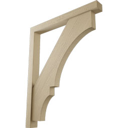 Ekena Millwork - BKTUR0352X32X40BOA05RCPR - Timberthane Faux Wood Balboa Style Bracket w/ Offset Brace, Block Ends, 3 1/2"W x 32"D x 40"H, Primed Tan