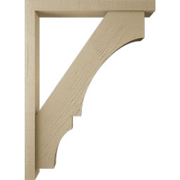 Ekena Millwork - BKTUR0352X32X44BOA05RCPR - Timberthane Faux Wood Balboa Style Bracket w/ Offset Brace, Block Ends, 3 1/2"W x 32"D x 44"H, Primed Tan