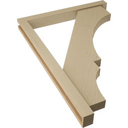 Ekena Millwork - BKTUR0352X32X44BOA05RCPR - Timberthane Faux Wood Balboa Style Bracket w/ Offset Brace, Block Ends, 3 1/2"W x 32"D x 44"H, Primed Tan